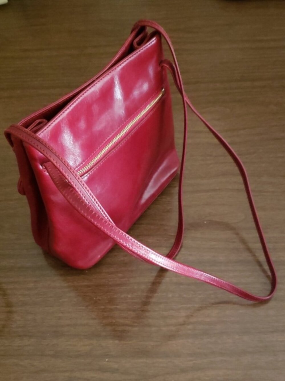 Vintage 90s MONSAC Oxblood Italian Leather Handbag Shoulder Bag with Dust Jacket